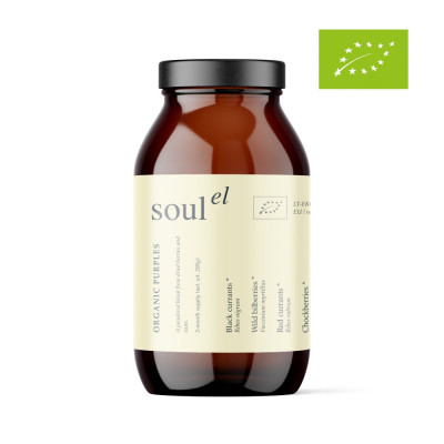 Soulel Purples BIO prášok | 6 bobúľ + zázvor Vegan | Wereco