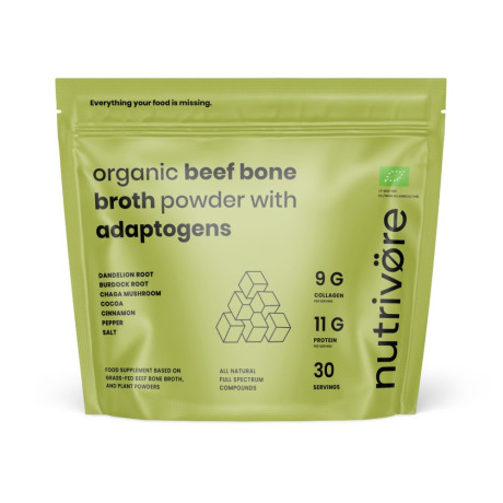 Nutrivore Bio sušený hovädzí vývar z európskych zdrojov v prášku s obsahom adaptogénov 450 g